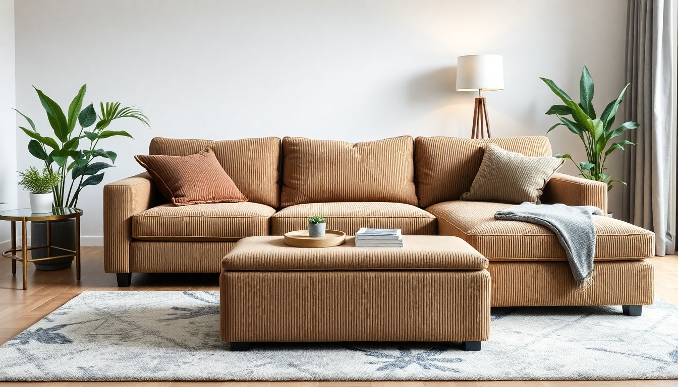 Comment intégrer le velours côtelé et les sommiers avec coffre pour un salon moderne et fonctionnel