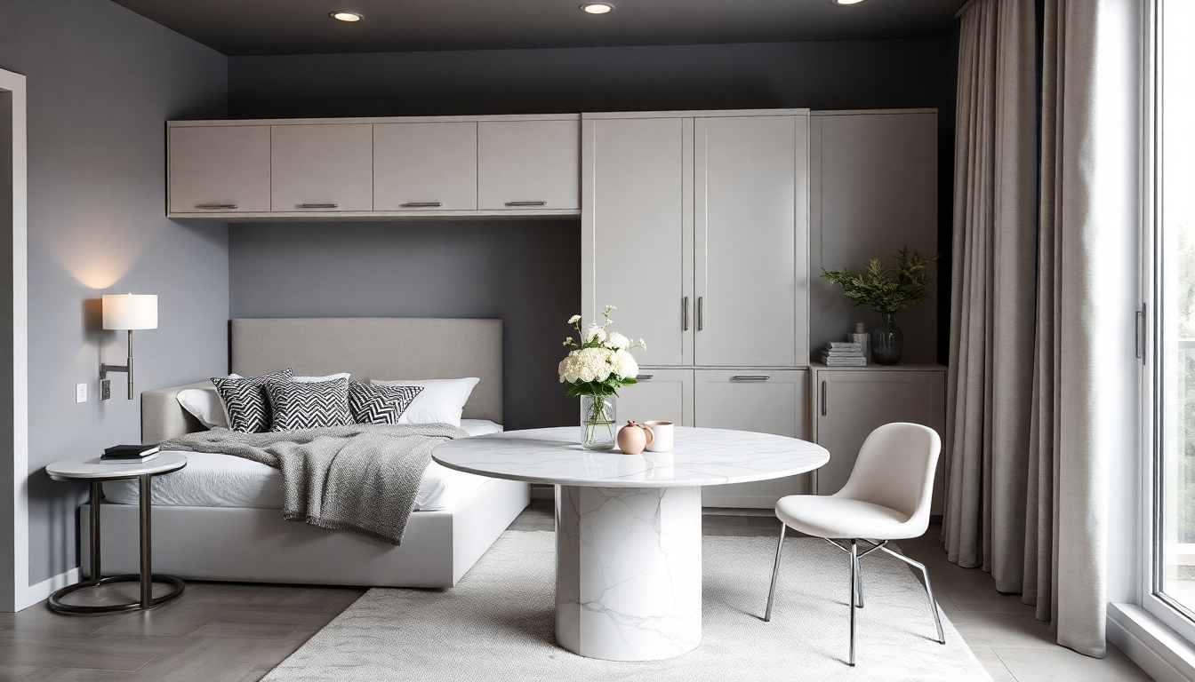 2025 : Créez un Espace Pratique avec un Lit Coffre 180x200 et des Tables à Manger Ronde en Marbre Blanc pour un Aménagement Élégant