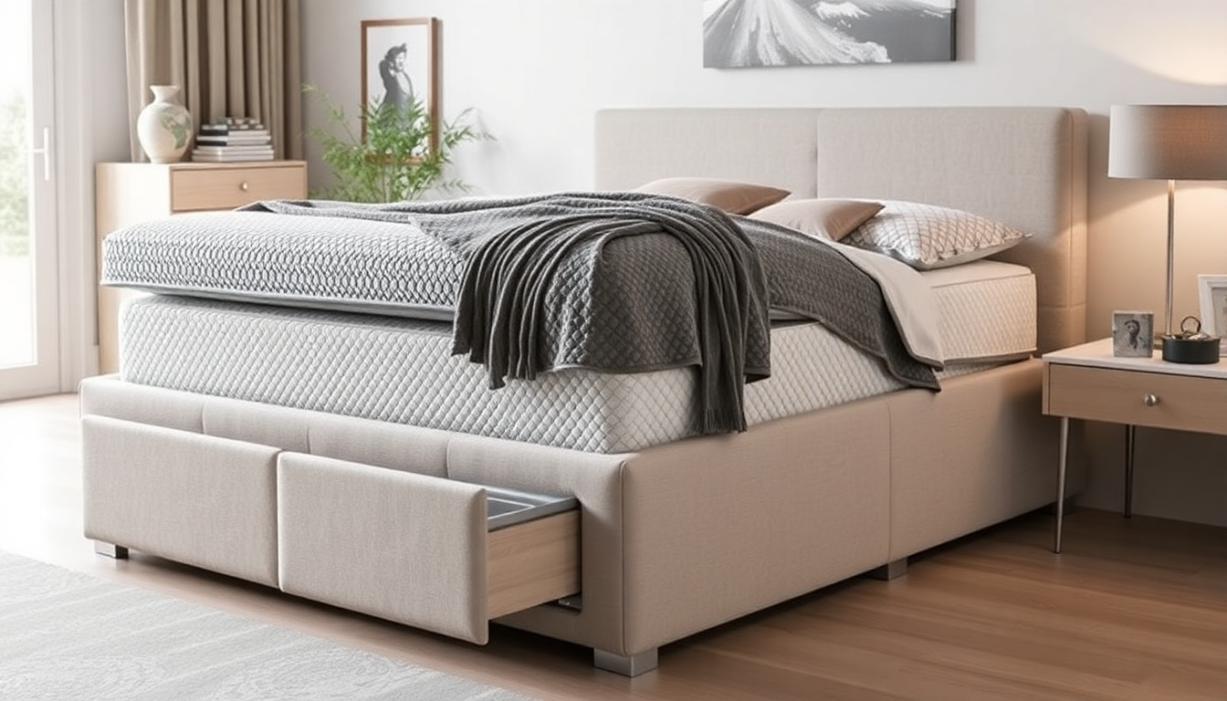Confort nocturne et gain d'espace : choisir le matelas idéal pour sommiers avec coffre et canapés convertibles en velours côtelé ou tissu bouclé