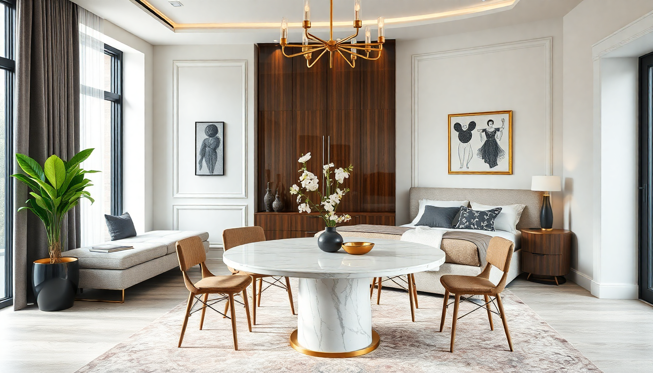 Aménager une Salle à Manger Élégante : Lits Coffres et Tables Ronde en Marbre pour un Style Contemporain en 2025