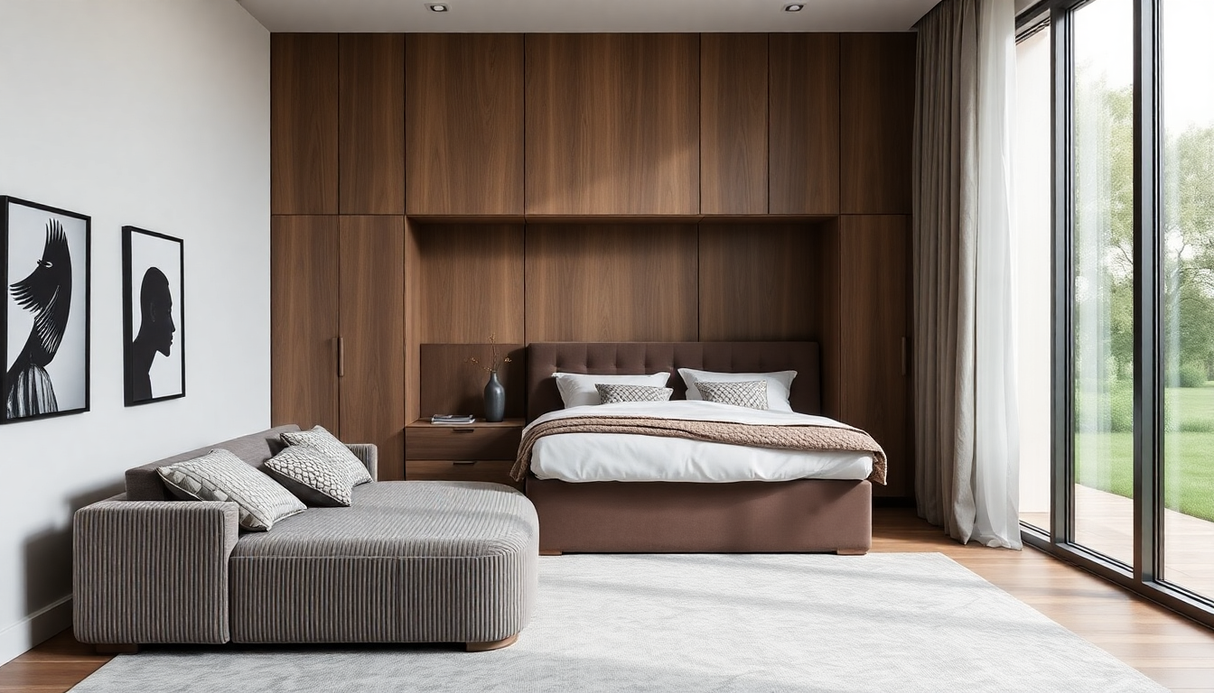 Sofá convertible Boxspring y Pana: Combinación de estilo contemporáneo y funcionalidad para un interior optimizado