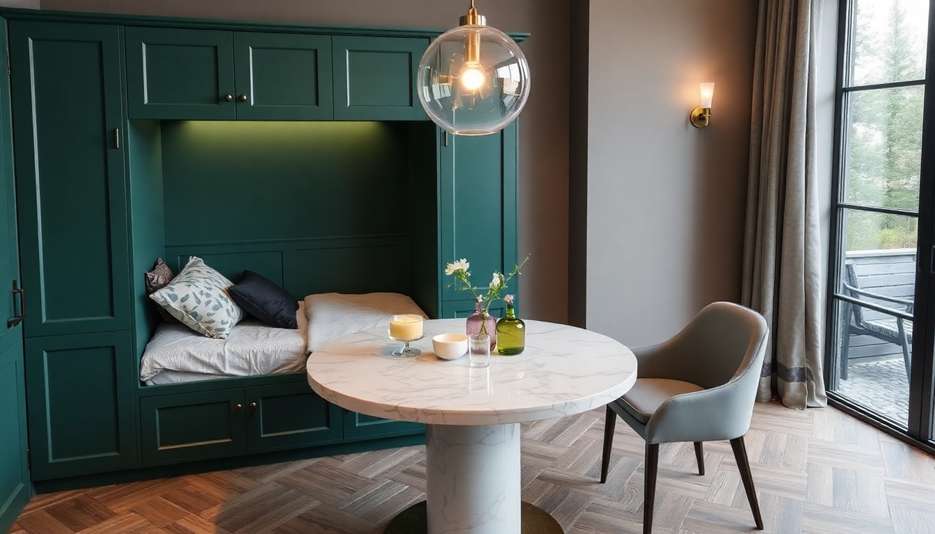 Aménagement 2025 : Comment Intégrer un Lit Coffre et une Table à Manger Ronde en Marbre pour un Style Chic et Pratique