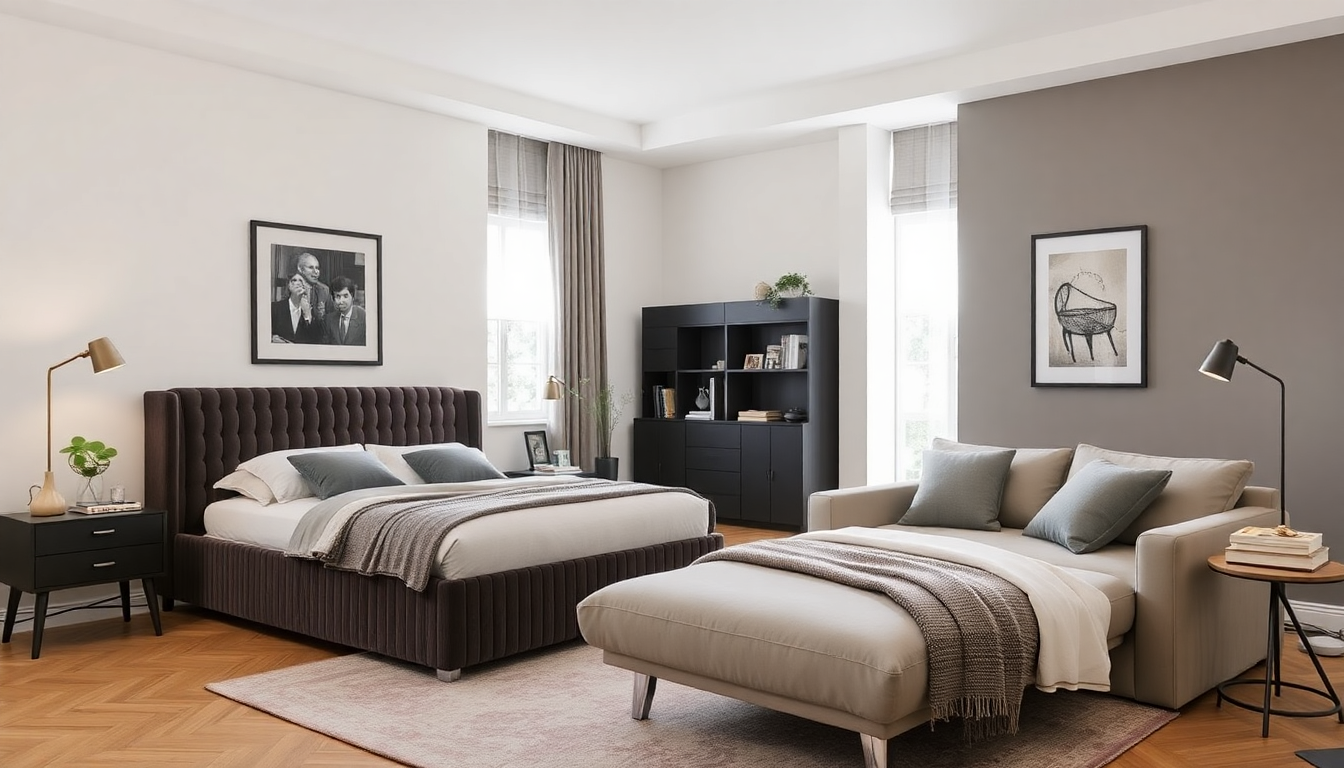 Alliez Confort et Gain de Place : Intégrer Sommiers avec Coffre en Velours Côtelé et Canapés Reformables dans un Intérieur Moderne