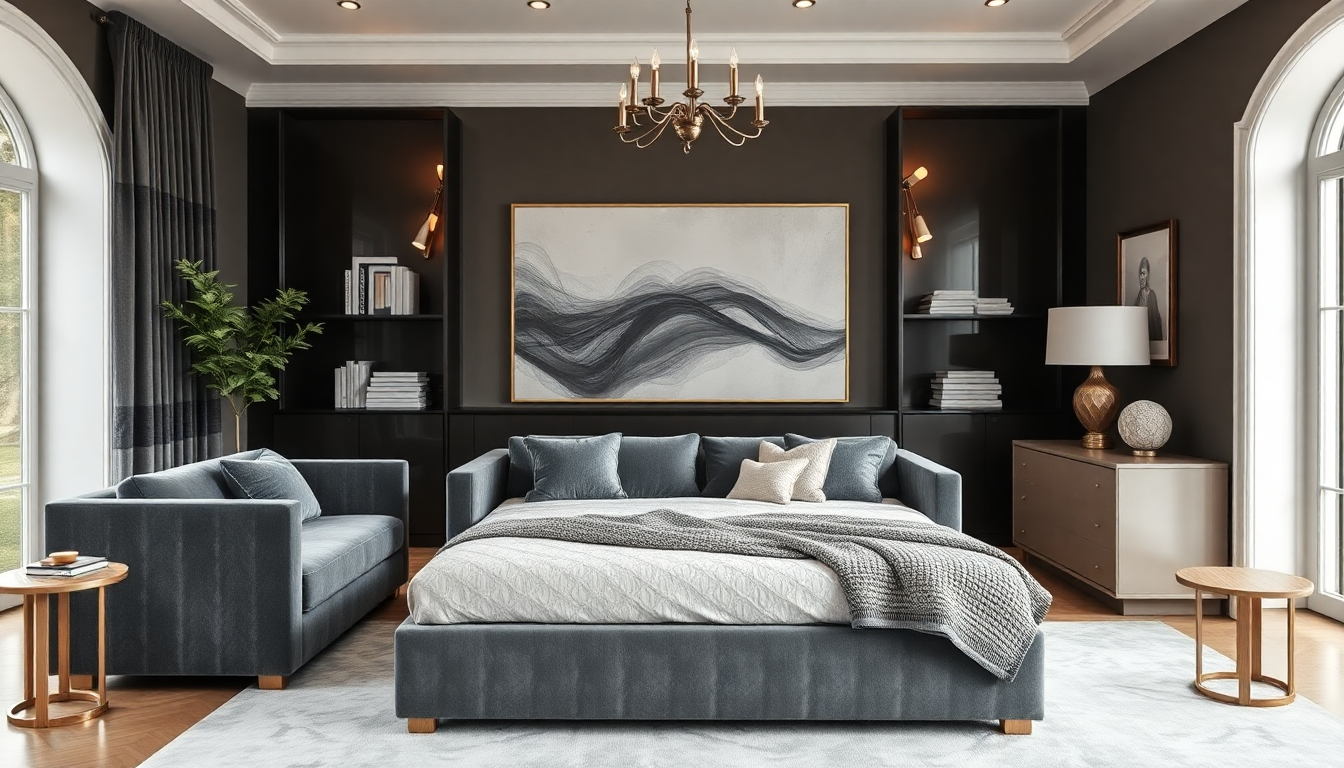Cómo integrar la ropa de cama con baúles de tela de bucles de terciopelo y sofás reformables para conseguir un salón elegante y multifuncional