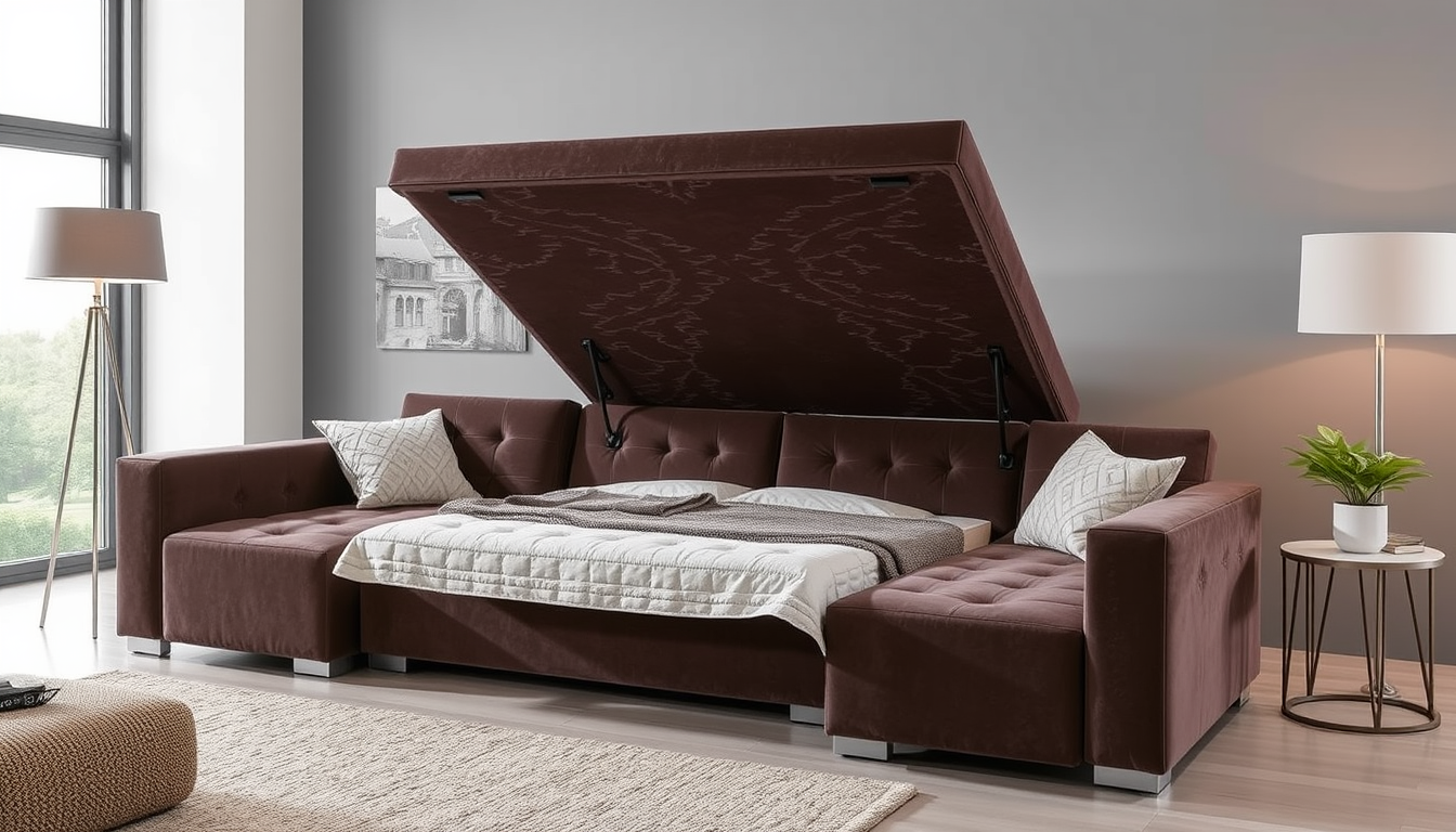 Literie coffre et canapés convertibles : optimisez votre espace avec velours côtelé et tissu boucle velours pour un intérieur Casafab chic et modulaire.