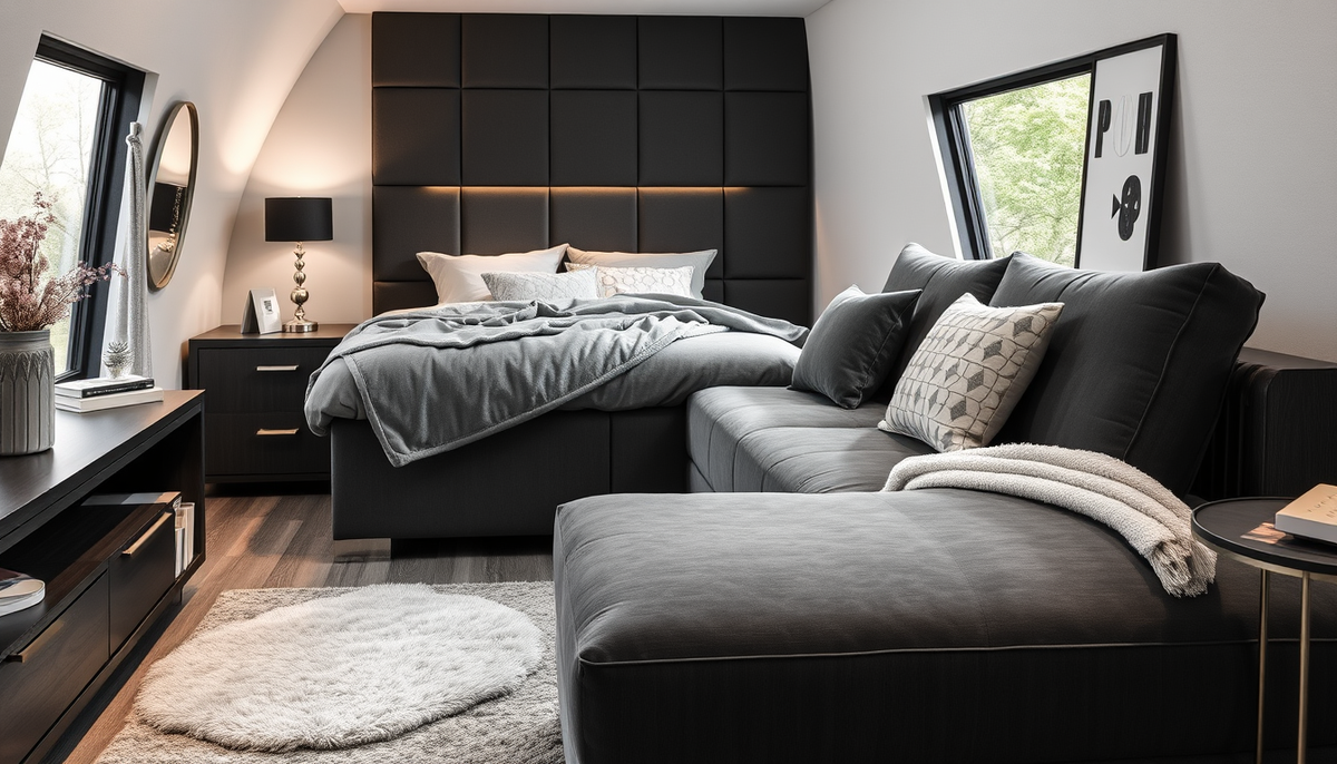 Élégance compacte et polyvalente : literie coffre et canapés convertibles Casafab en velours côtelé et tissu boucle pour un intérieur moderne et gain de place