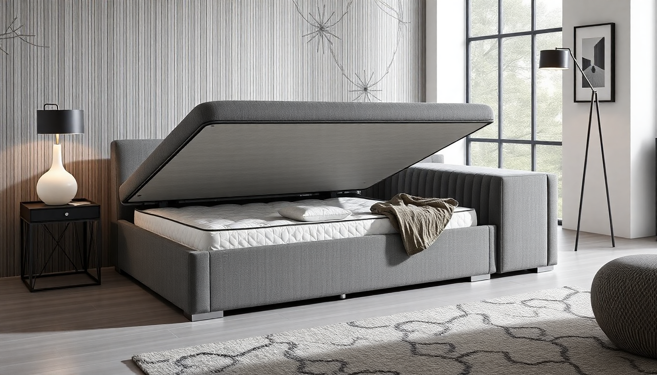 Design durable et gain d’espace : choisir un sommier avec coffre en tissu bouclé et un canapé convertible en velours côtelé