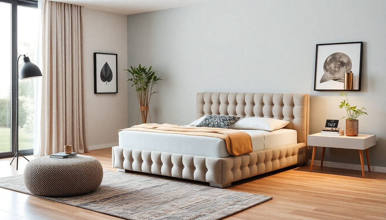 Du couchage au salon : optimiser rangement et style avec sommiers à coffre en tissu bouclé et canapés convertibles ou reformables en velours côtelé