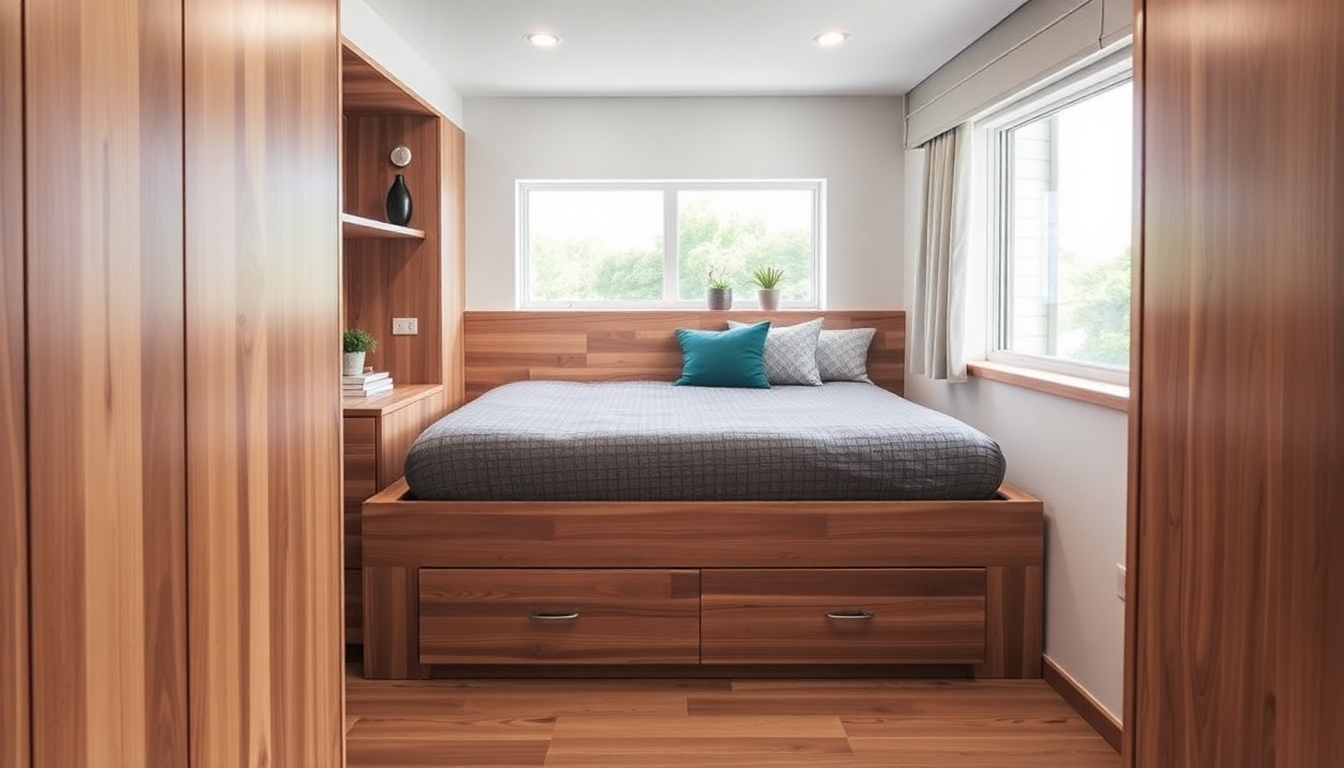 Rangement et style : literie avec coffre, canapés convertibles en velours côtelé et tissu bouclé pour optimiser un petit espace