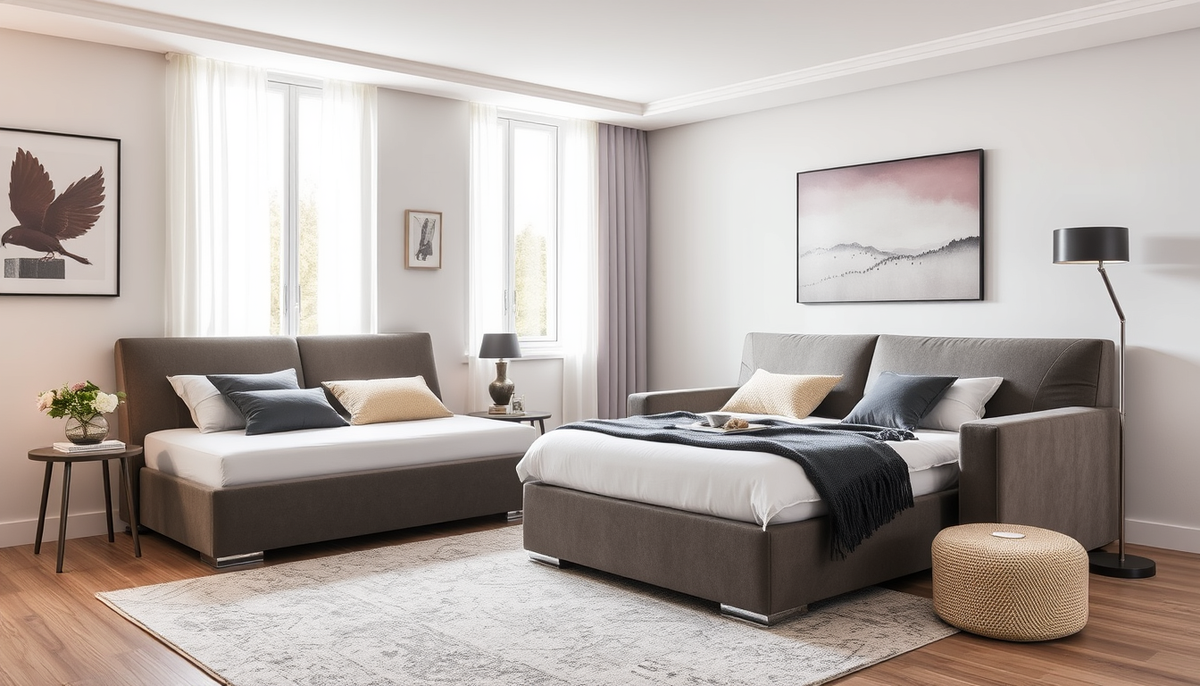 Literie avec coffre et canapé convertible : maximiser l'espace et le style avec velours côtelé et tissu boucle — Casafab, design modulable 2026