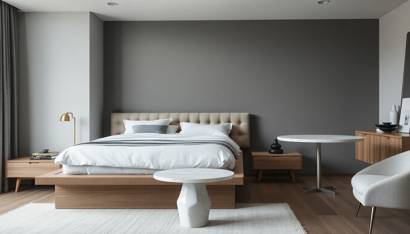 Aménagement Intérieur 2025 : Intégrez des Lits Coffres et Tables Rondes en Marbre pour une Décoration Élégante