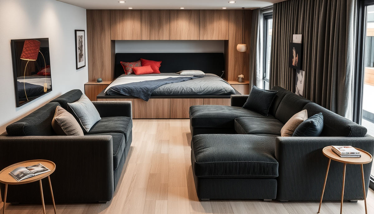 Casafab : Transformer vos petites pièces avec lit coffre et canapés modulables en velours côtelé et tissu boucle — design fonctionnel, rangement optimisé