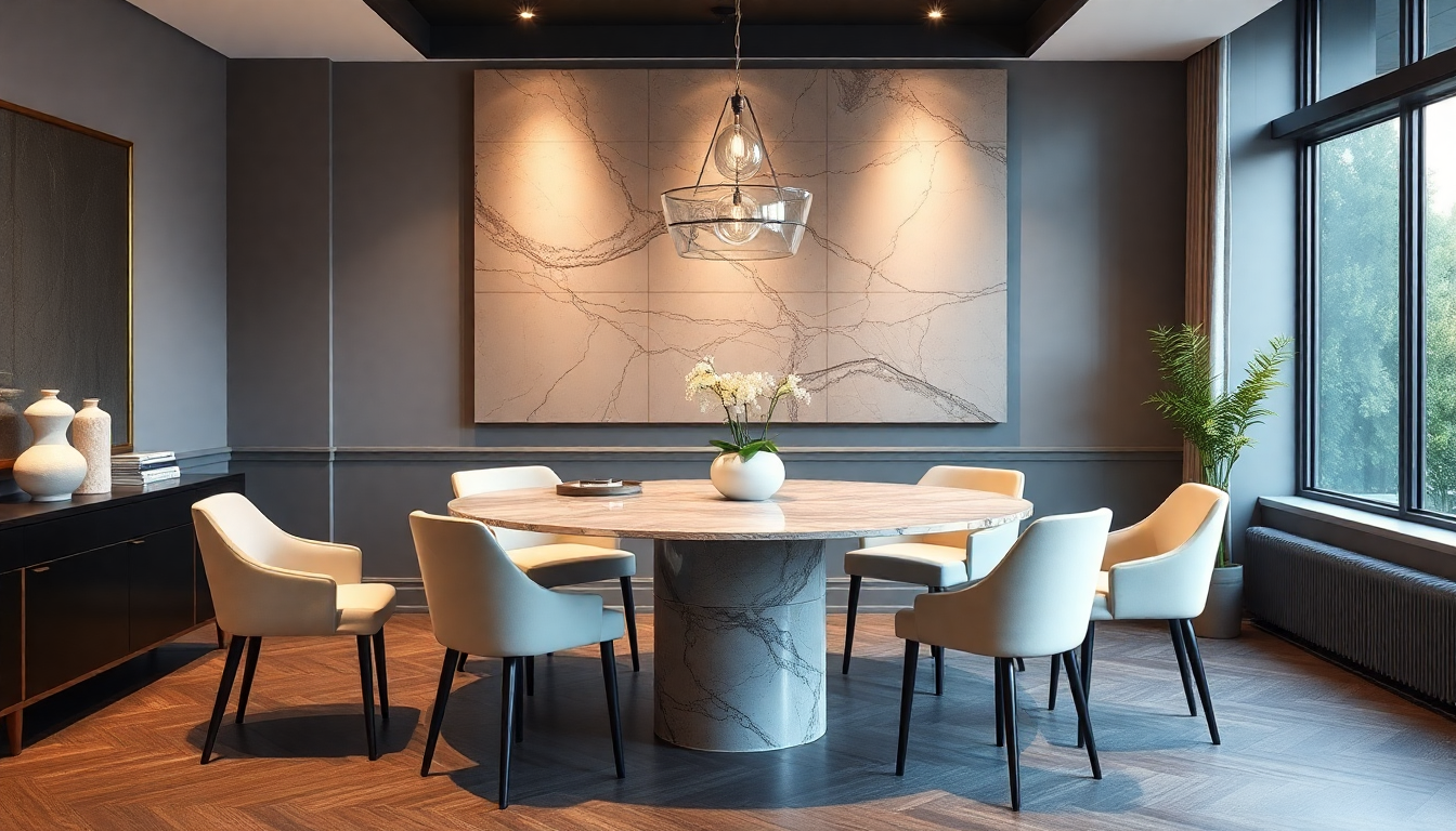 Aménagement de votre Salle à Manger avec des Tables Rondes en Marbre et des Lits Coffres Tissus : Astuces pour un Intérieur Élégant en 2025