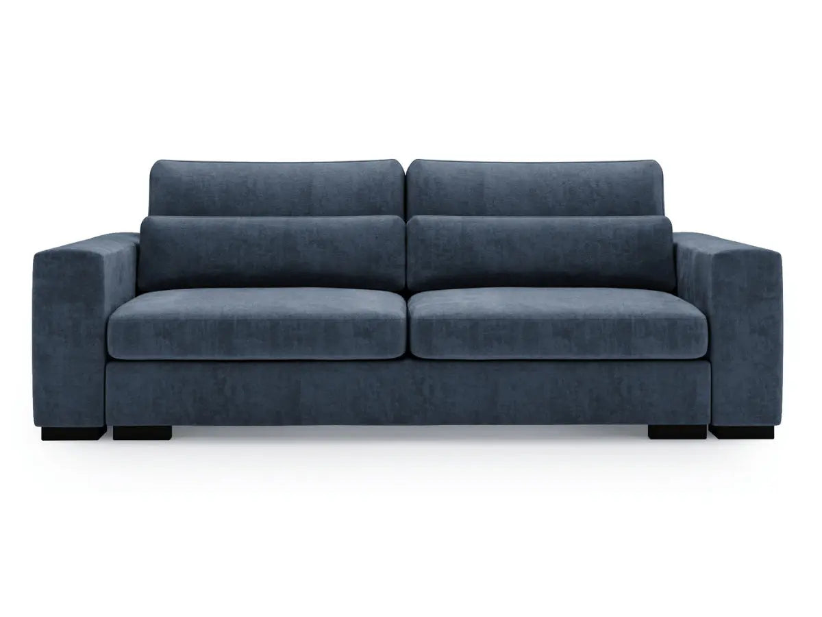 Canapé convertible 3 Places avec coffre de rangement BRANLY Tissu-velours-bleu
