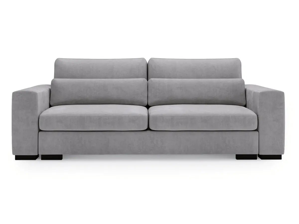 Canapé convertible 3 Places avec coffre de rangement BRANLY Tissu-velours-gris-claire
