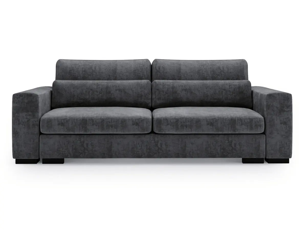 Canapé convertible 3 Places avec coffre de rangement BRANLY Tissu-velours-gris-foncé