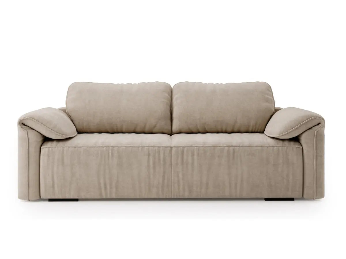 Canapé convertible 3 places avec coffre de rangement GREVIN Tissu-chenille-beige