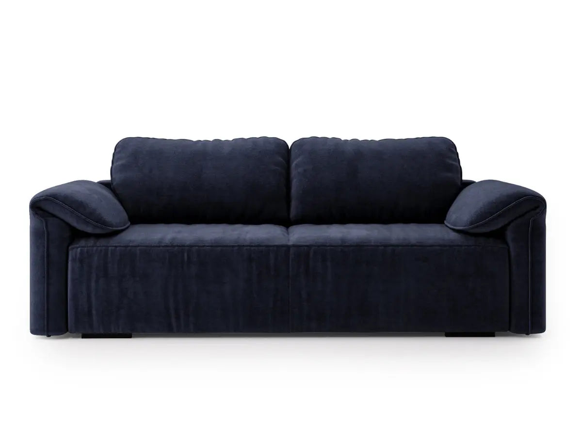 Canapé convertible 3 places avec coffre de rangement GREVIN Tissu-chenille-bleu