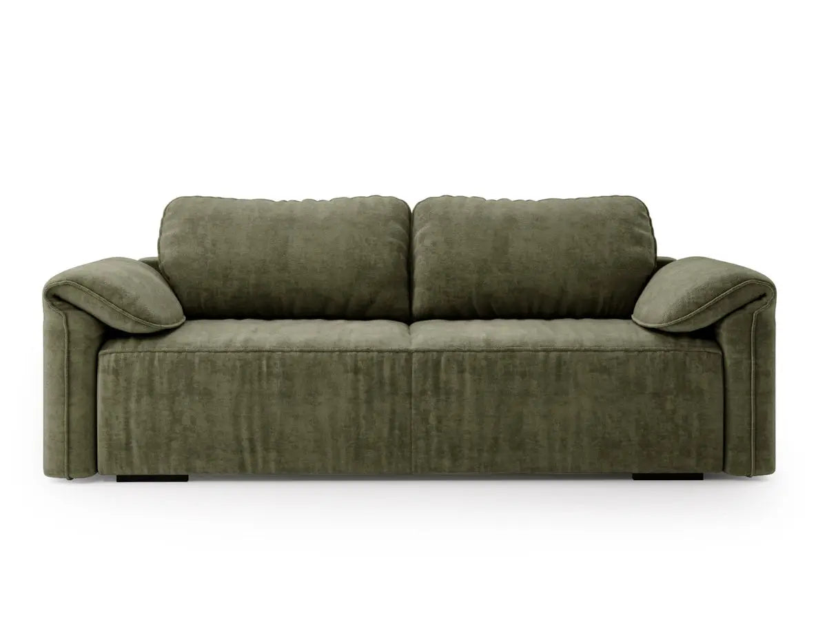 Canapé convertible 3 places avec coffre de rangement GREVIN Tissu-chenille-kaki