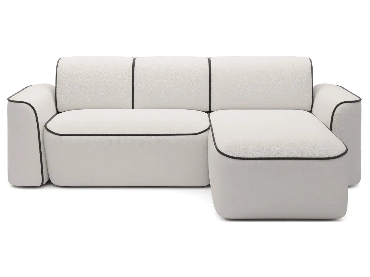 Canapé d'angle convertible électrique tissu boucle LUMIA Tissu-boucle-crème-Droit