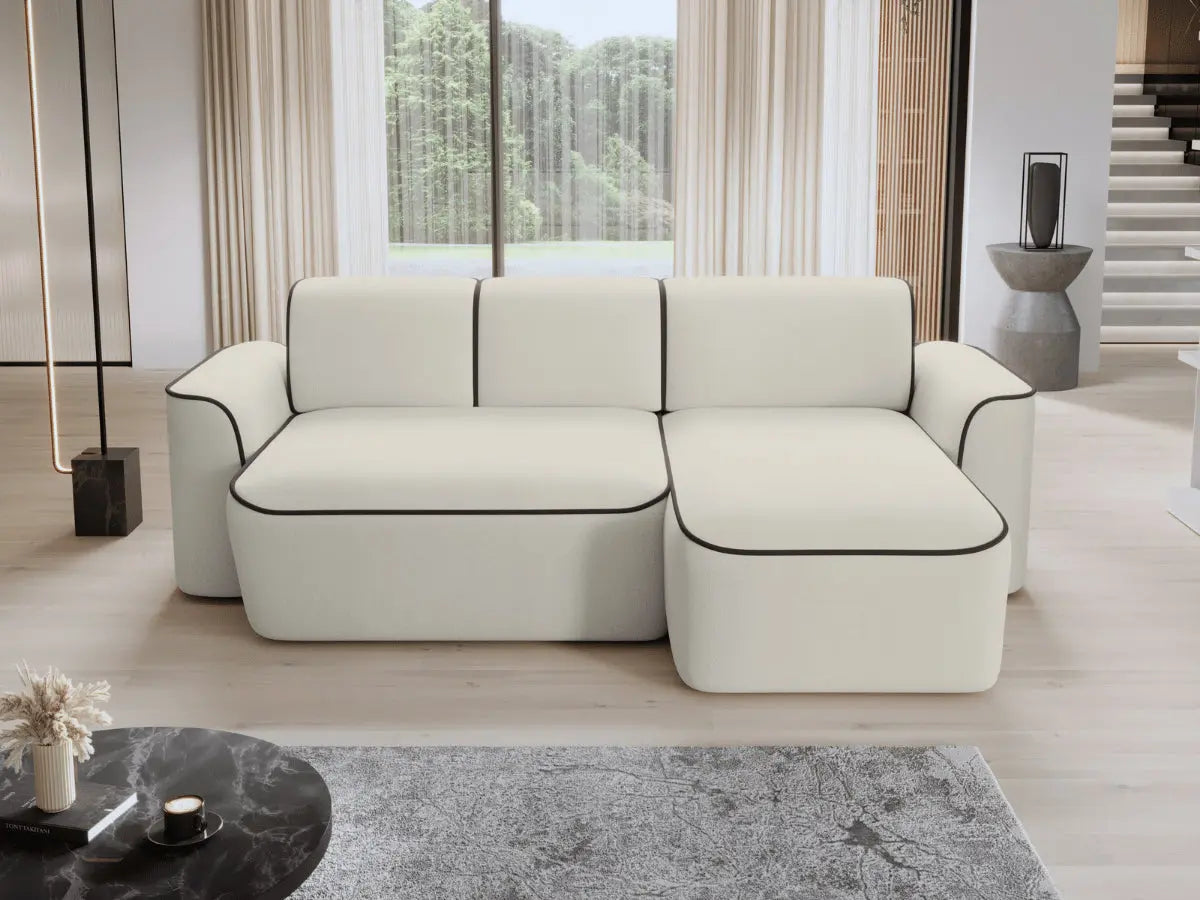 Canapé d'angle convertible électrique tissu boucle LUMIA