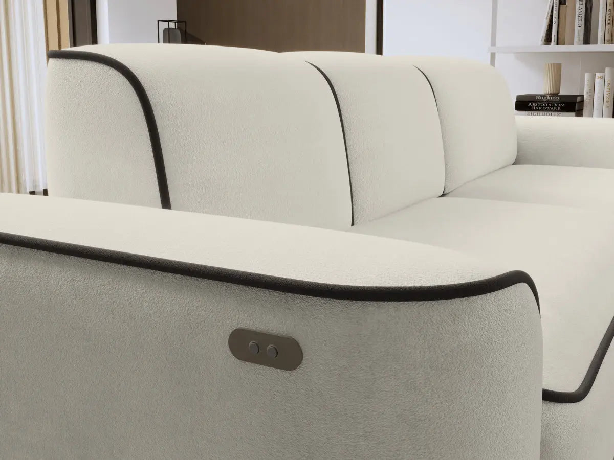 Canapé d'angle convertible électrique tissu boucle LUMIA