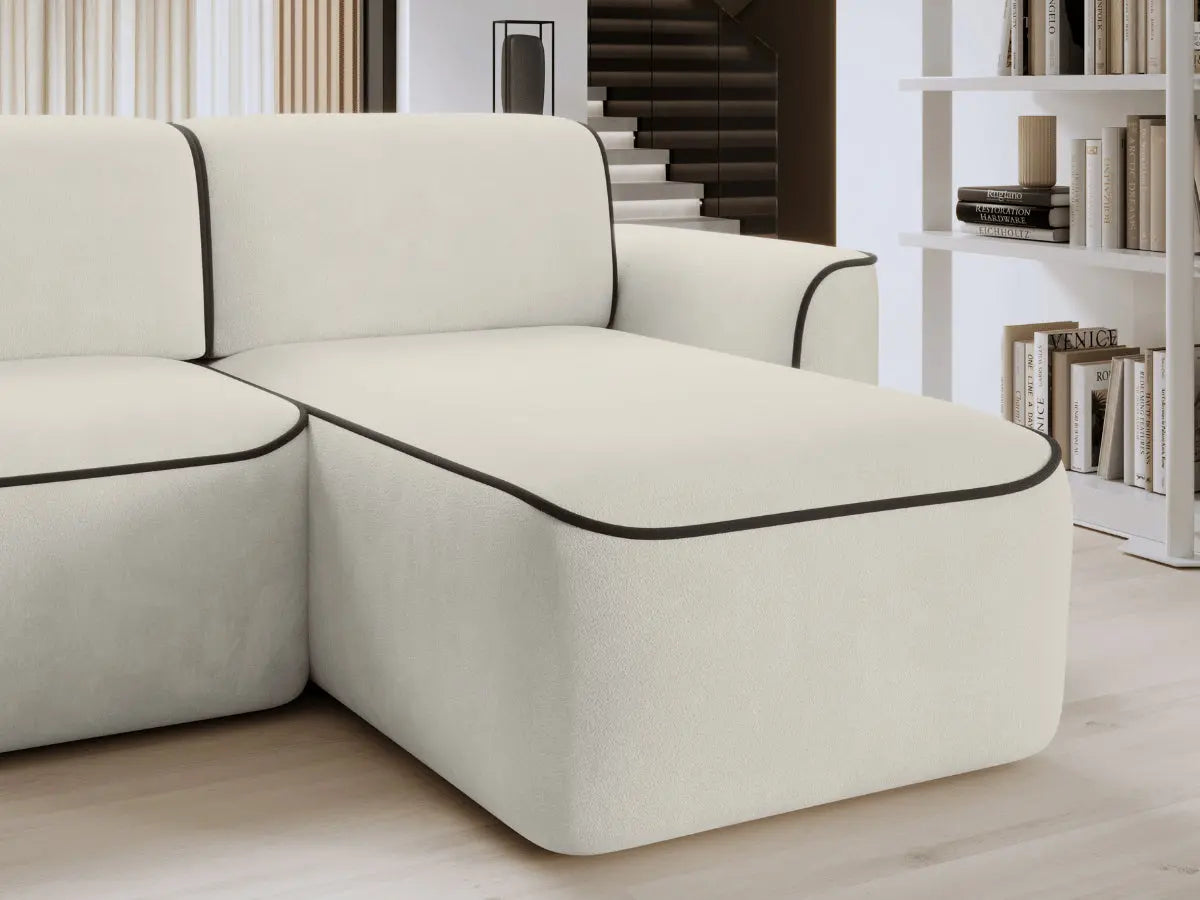 Canapé d'angle convertible électrique tissu boucle LUMIA