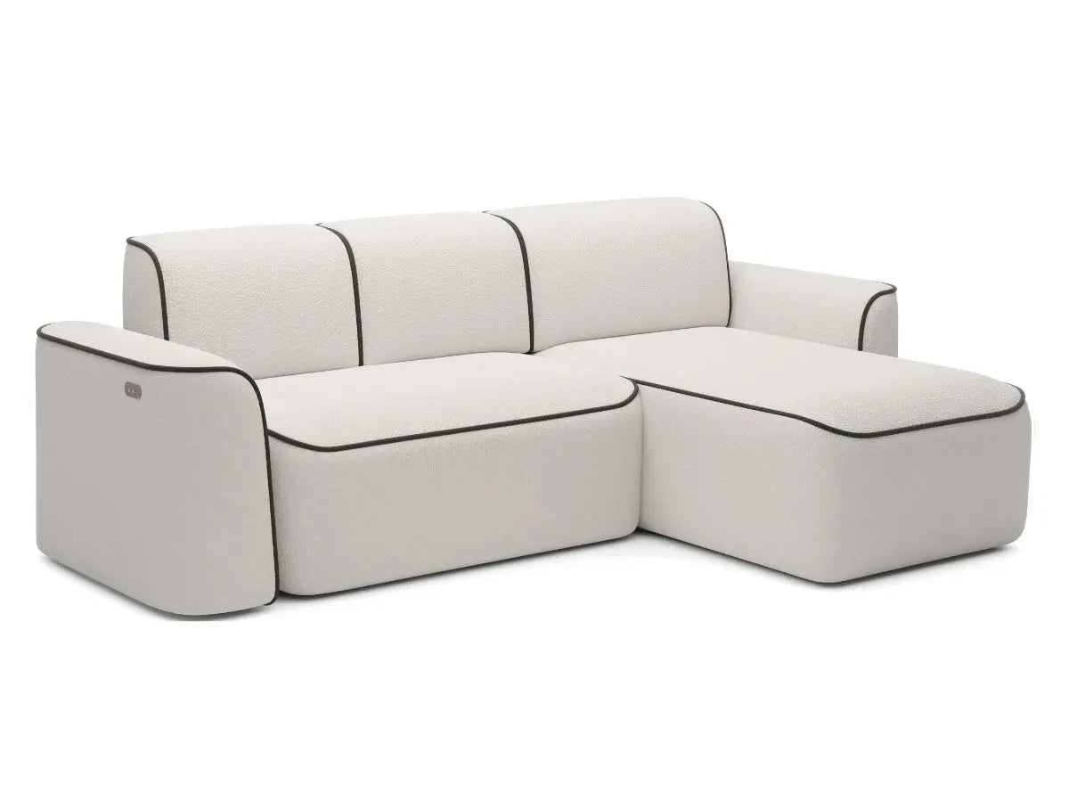 Canapé d'angle convertible électrique tissu boucle LUMIA