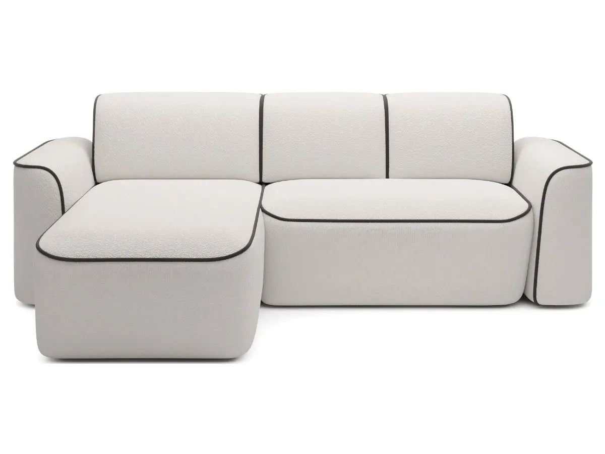 Canapé d'angle convertible électrique tissu boucle LUMIA Tissu-boucle-crème-Gauche