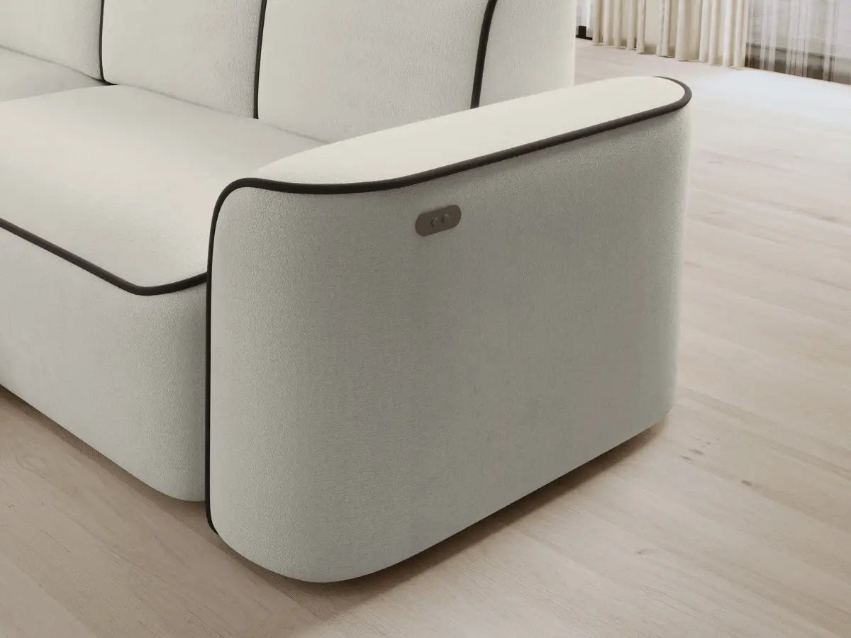 Canapé d'angle convertible électrique tissu boucle LUMIA