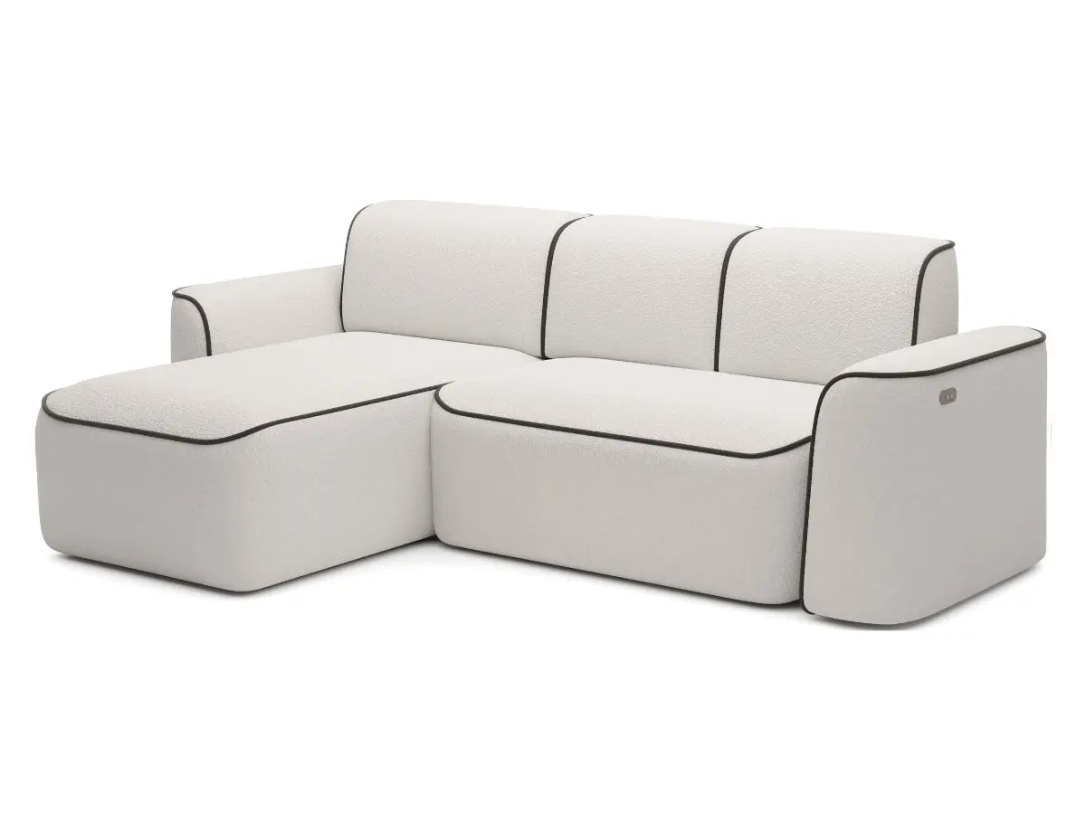 Canapé d'angle convertible électrique tissu boucle LUMIA