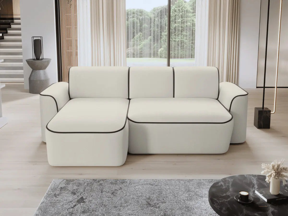 Canapé d'angle convertible électrique tissu boucle LUMIA