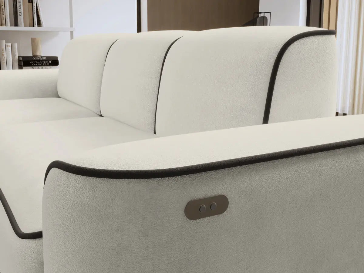 Canapé d'angle convertible électrique tissu boucle LUMIA