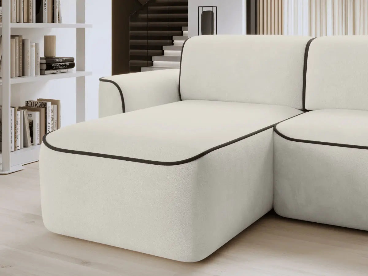 Canapé d'angle convertible électrique tissu boucle LUMIA