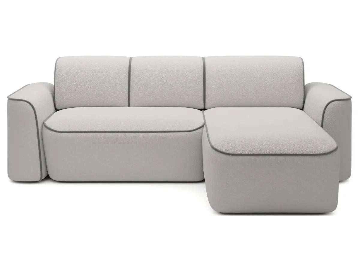 Canapé d'angle convertible électrique tissu boucle LUMIA Tissu-boucle-gris-Droit
