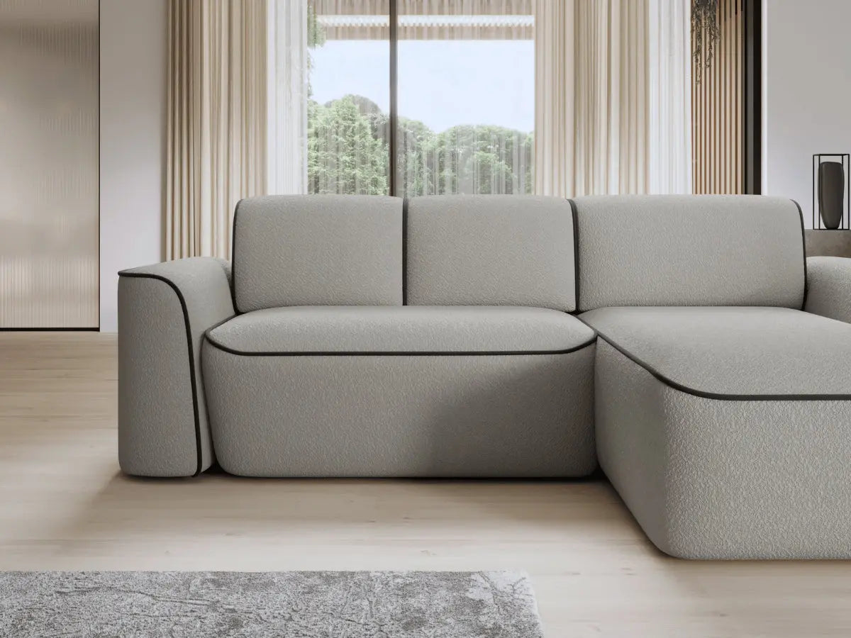 Canapé d'angle convertible électrique tissu boucle LUMIA