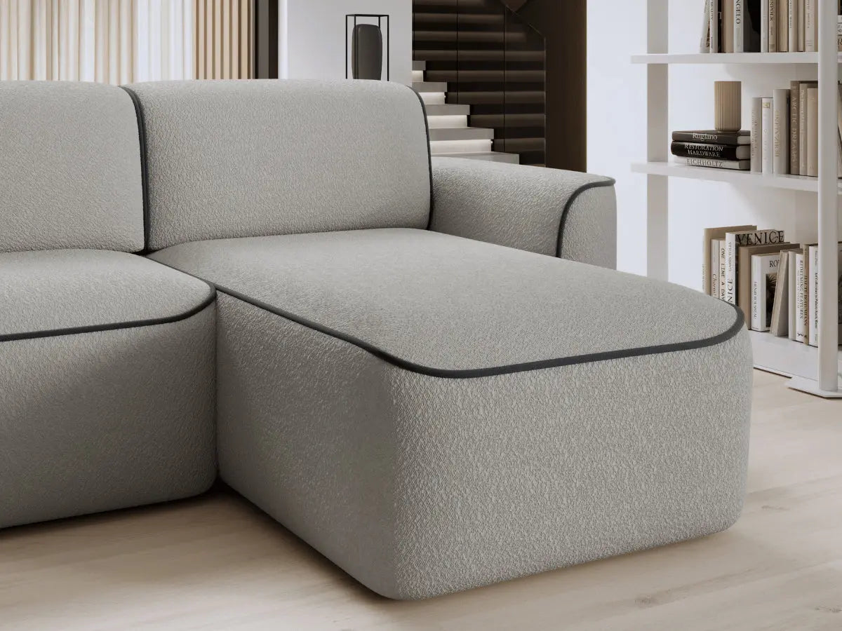 Canapé d'angle convertible électrique tissu boucle LUMIA