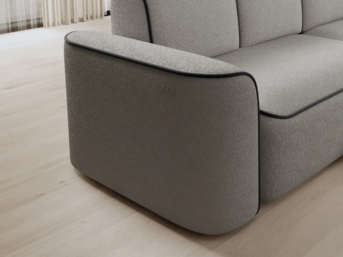 Canapé d'angle convertible électrique tissu boucle LUMIA