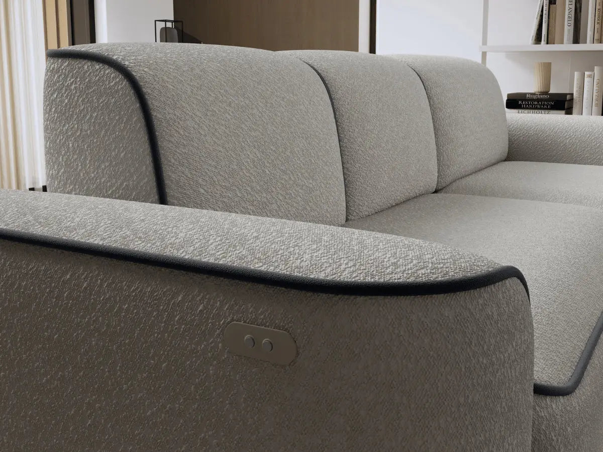 Canapé d'angle convertible électrique tissu boucle LUMIA