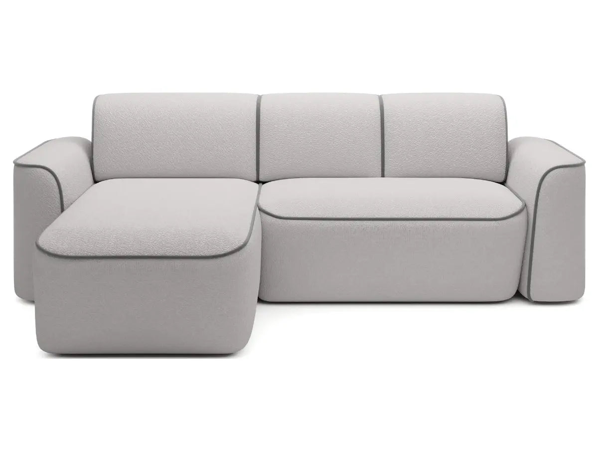 Canapé d'angle convertible électrique tissu boucle LUMIA Tissu-boucle-gris-Gauche