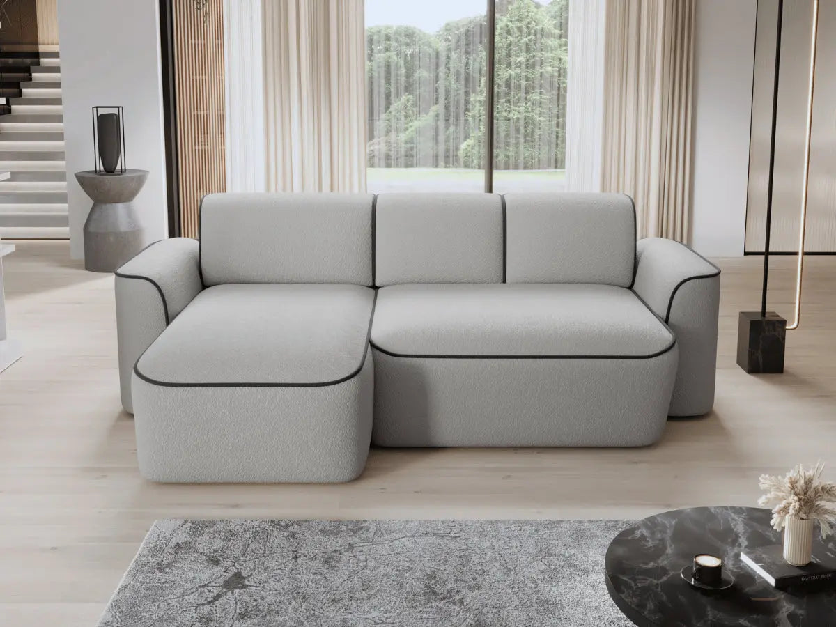 Canapé d'angle convertible électrique tissu boucle LUMIA
