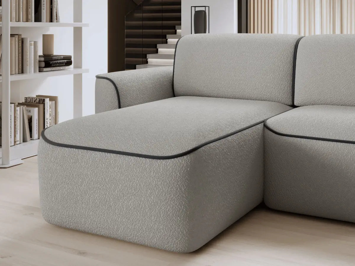 Canapé d'angle convertible électrique tissu boucle LUMIA