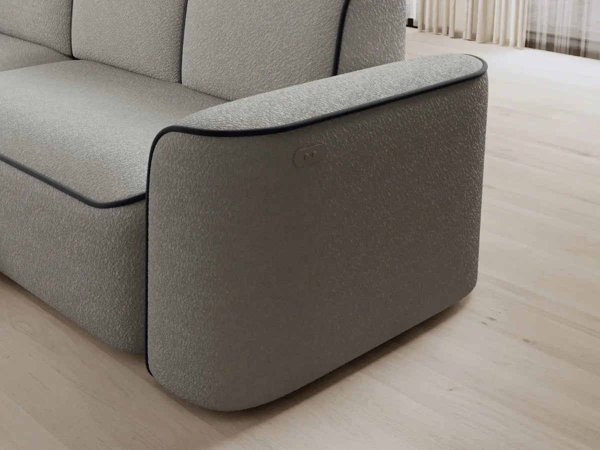 Canapé d'angle convertible électrique tissu boucle LUMIA