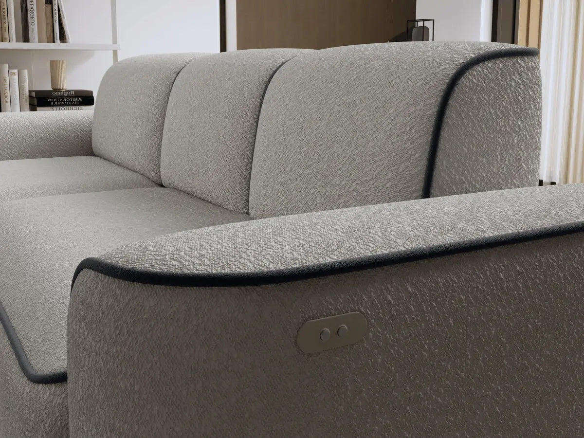Canapé d'angle convertible électrique tissu boucle LUMIA