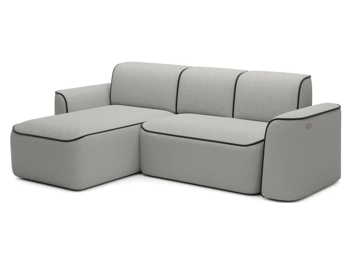 Canapé d'angle convertible électrique tissu boucle LUMIA