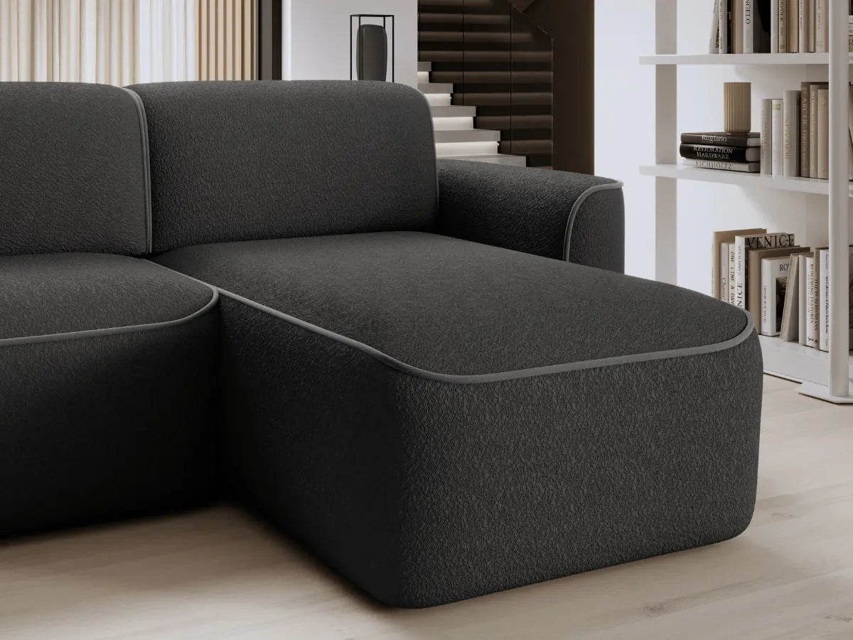 Canapé d'angle convertible électrique tissu boucle LUMIA