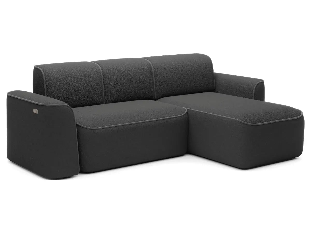Canapé d'angle convertible électrique tissu boucle LUMIA