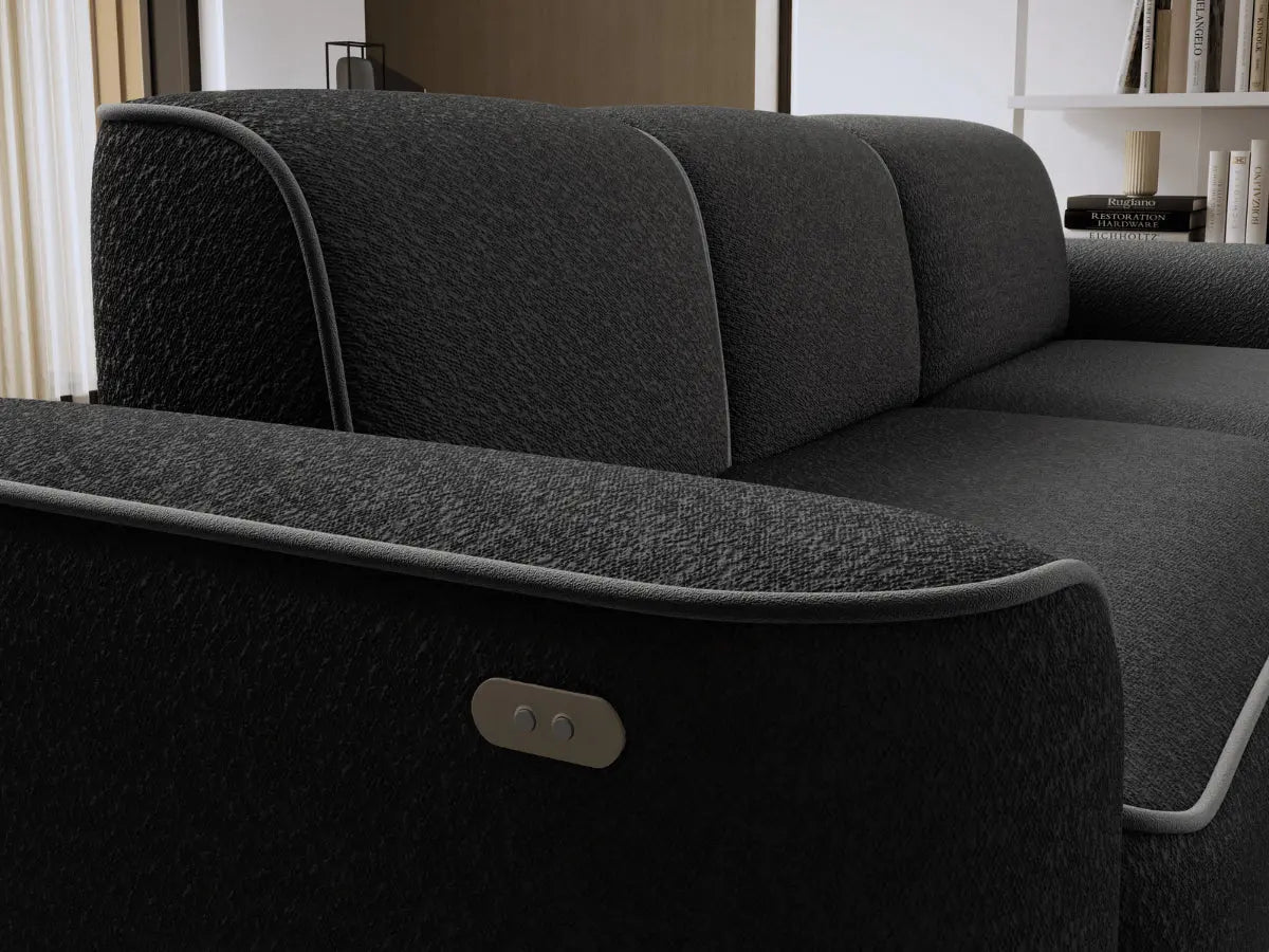 Canapé d'angle convertible électrique tissu boucle LUMIA
