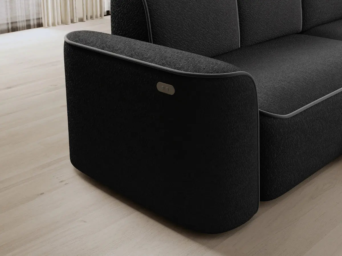 Canapé d'angle convertible électrique tissu boucle LUMIA