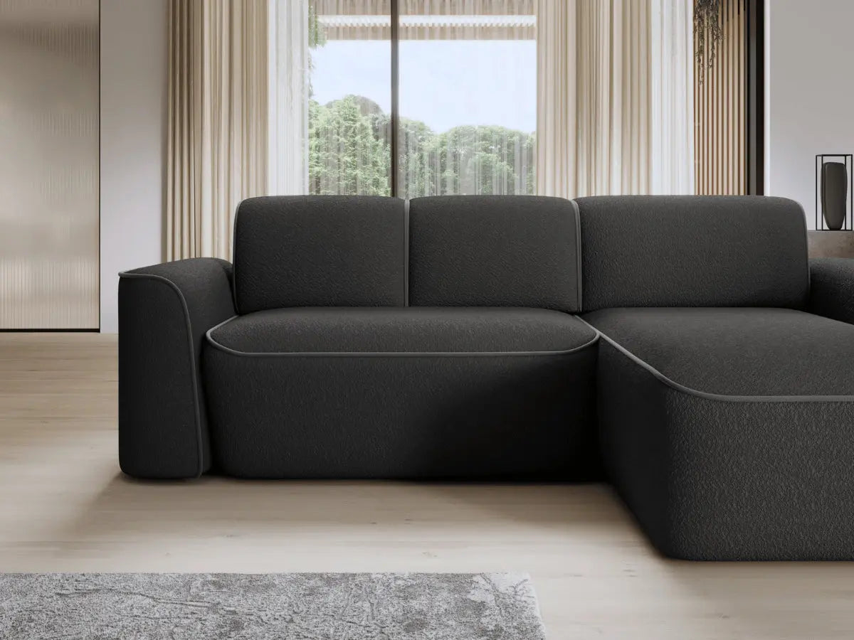 Canapé d'angle convertible électrique tissu boucle LUMIA
